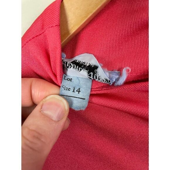 Vintage 1970s Mock Neck Bell Sleeve Coral Maxi Dress - Picture 9 of 14